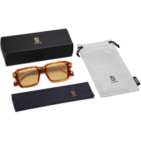 ? Women Orange Classic Square Sunglasses Polarized Vintage Rectangle Eyewear